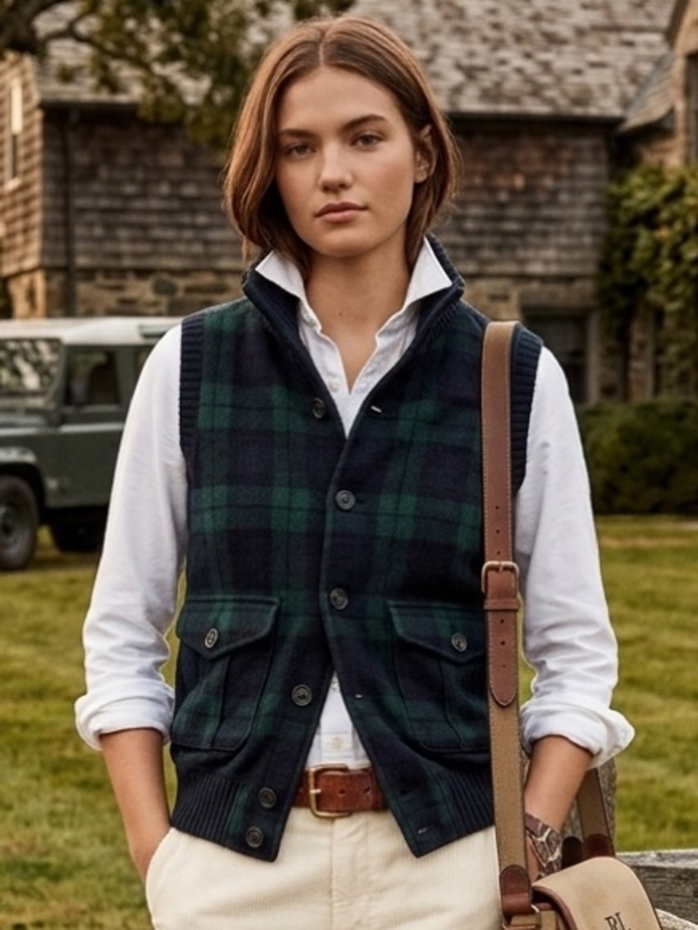 Eleventy Milano Black Watch Plaid Wool/Cotton Vest Gilet XS (Fits Women's S/M)